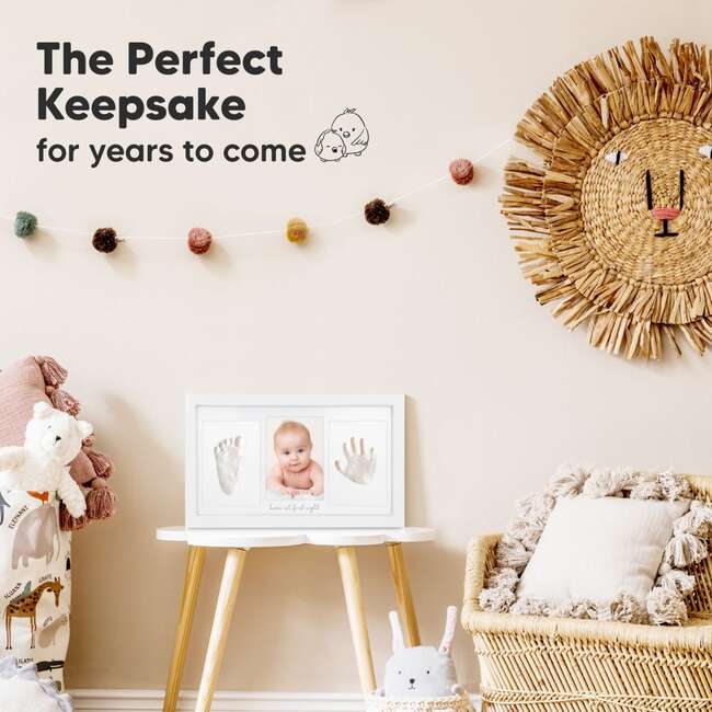 Duo Baby Handprint & Footprint Keepsake Frame, Alpine White - Wall Décor - 3