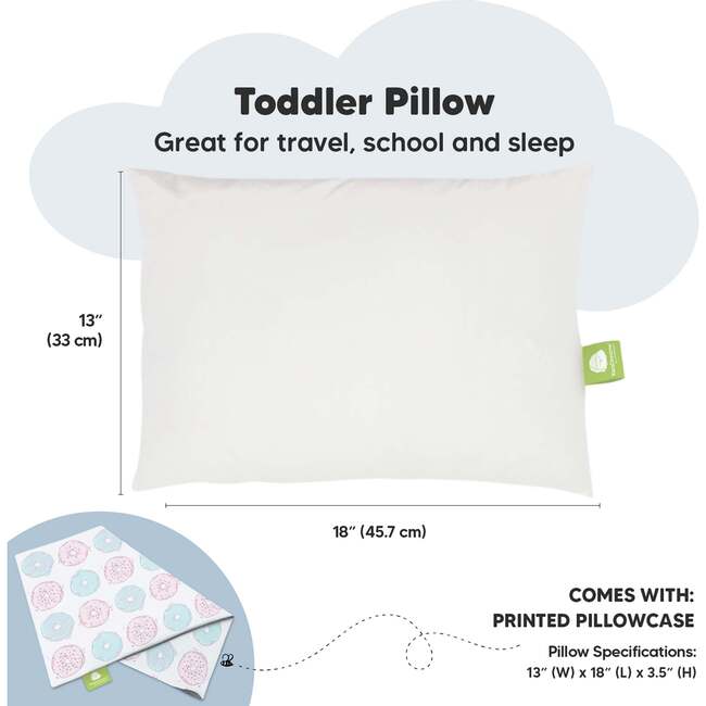 13X18 Toddler Pillow with Pillowcase for Sleeping, Donuts - Nursing Pillows - 3