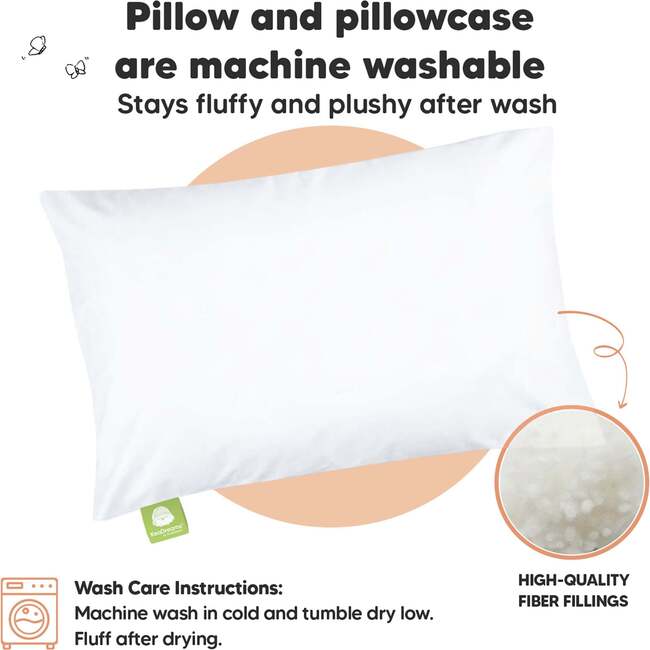 13X18 Toddler Pillow with Pillowcase for Sleeping, Soft White - Nursing Pillows - 4