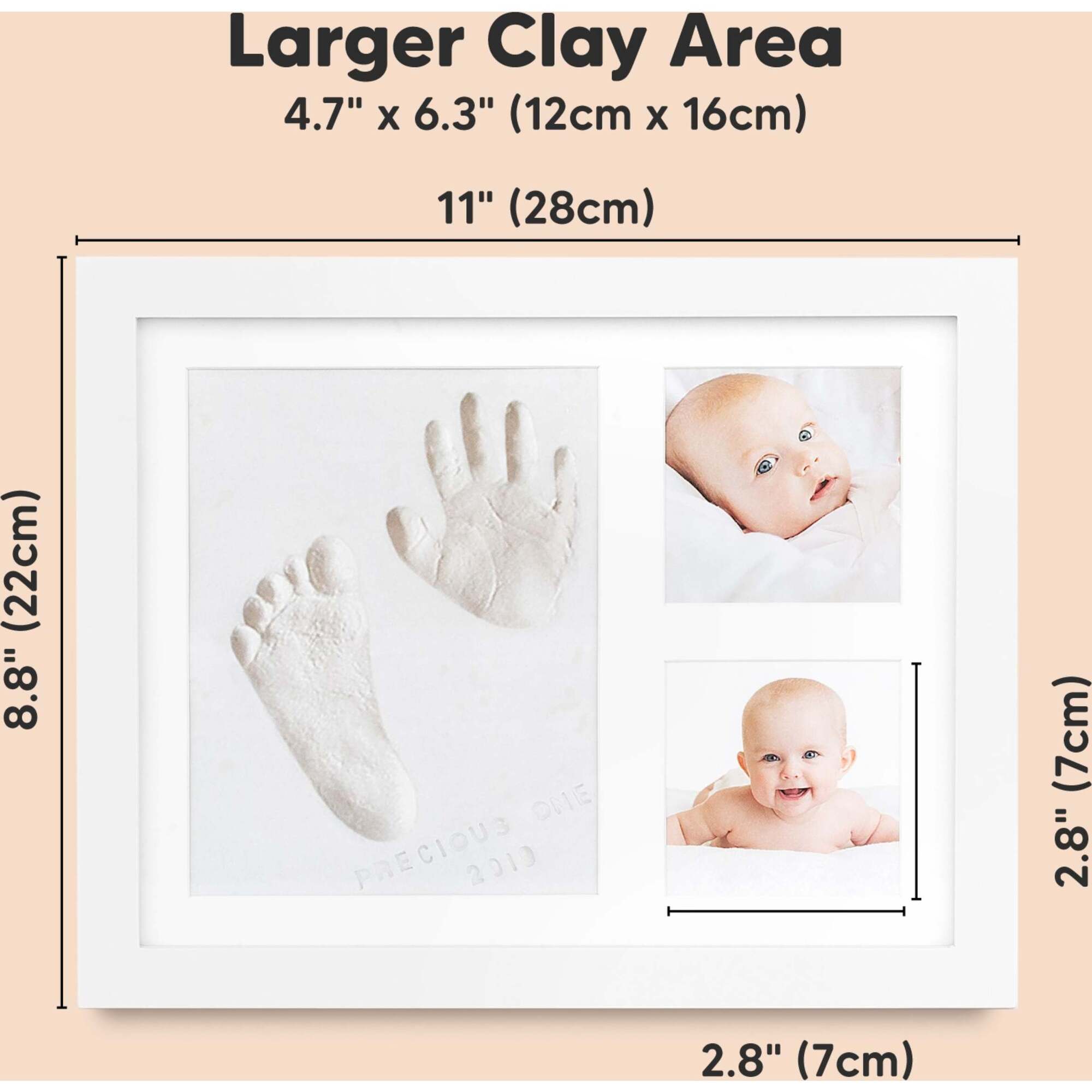 KeaBabies Personalized Baby Hand and Footprint Kit, for Newborn, Boy, Girl  (Alpine White)