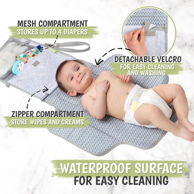 Ezee Diaper Changing Pad Portable, Gray Mod - Changing Pads - 5