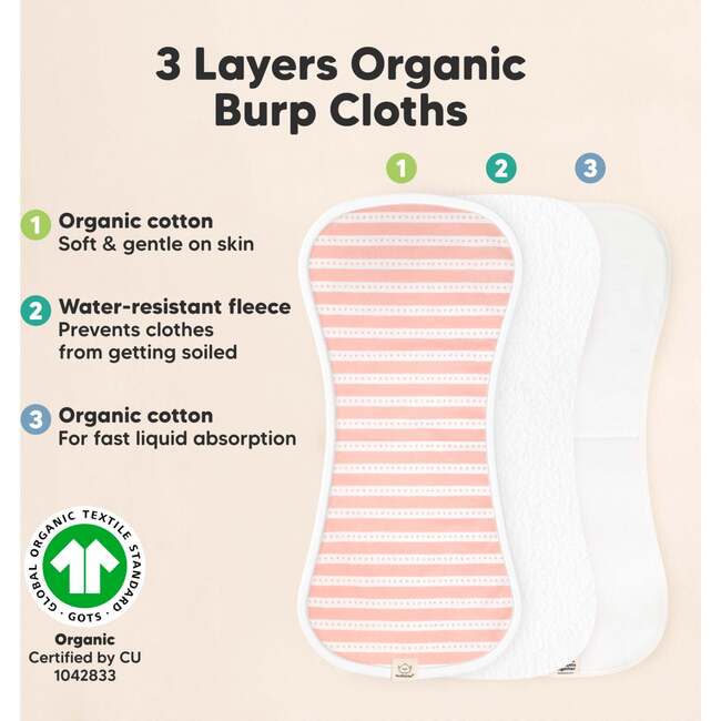 5pk Urban Baby Burp Cloths for Baby Girls and Boys, Sweet Charm - Burp Cloths - 4
