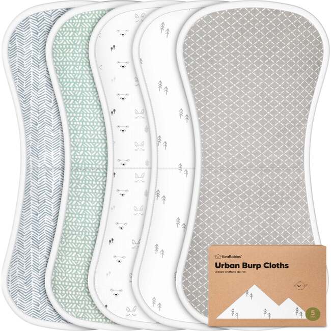 5pk Urban Baby Burp Cloths for Baby Girls and Boys, Nordic