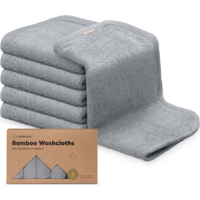 6pk Deluxe Organic Baby Washcloths for Newborn, Cool Gray