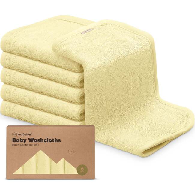 6pk Deluxe Organic Baby Washcloths for Newborn, Sunshine