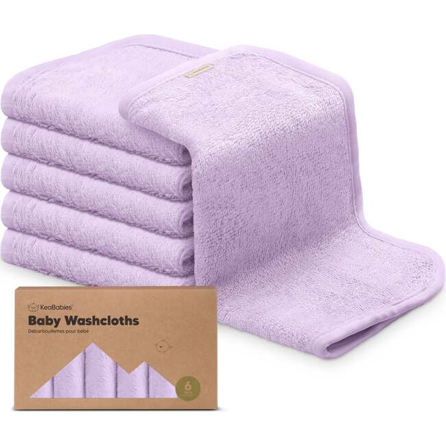 6pk Deluxe Organic Baby Washcloths for Newborn, Soft Lilac