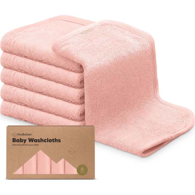 6pk Deluxe Organic Baby Washcloths for Newborn, Blush Pink