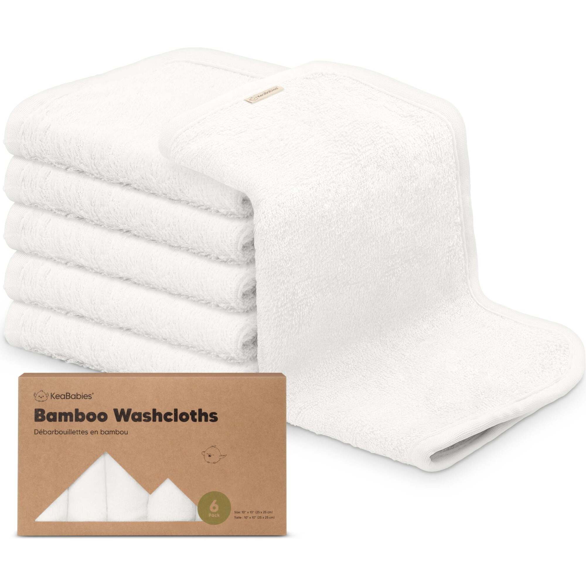 6pk Deluxe Organic Baby Washcloths for Newborn White KeaBabies Towels Robes Maisonette