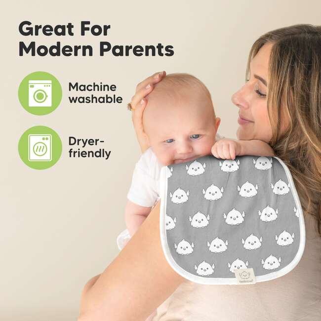5pk Urban Baby Burp Cloths for Baby Girls and Boys, Grayscape - Burp Cloths - 7