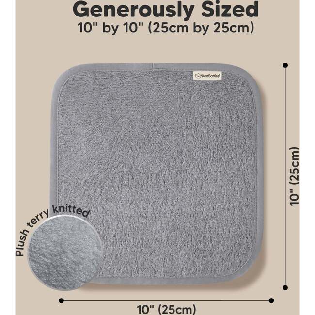 6pk Deluxe Organic Baby Washcloths for Newborn, Cool Gray - Bath Towels - 4
