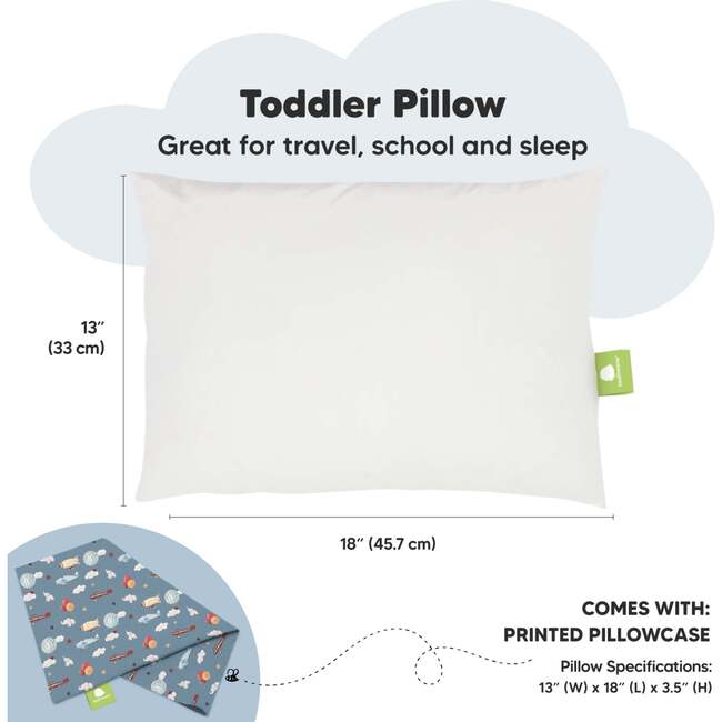 13X18 Toddler Pillow with Pillowcase for Sleeping, Up & Away - Pillows - 3