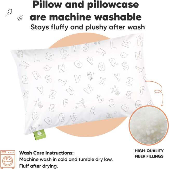13X18 Toddler Pillow with Pillowcase for Sleeping, ABC Land - Pillows - 4