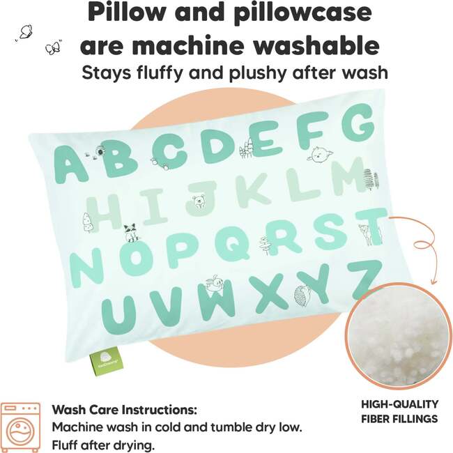 13X18 Toddler Pillow with Pillowcase for Sleeping, KeaABC Mint - Nursing Pillows - 4