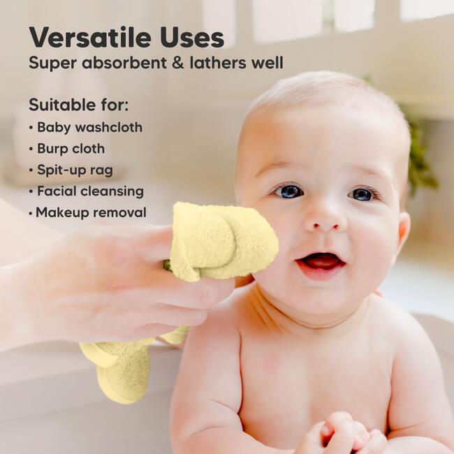 6pk Deluxe Organic Baby Washcloths for Newborn, Sunshine - Burp Cloths - 6