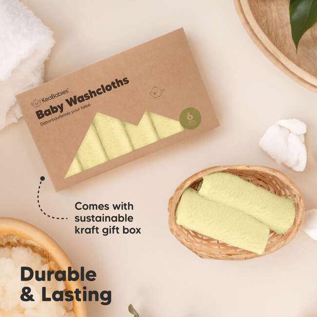 6pk Deluxe Organic Baby Washcloths for Newborn, Sunshine - Burp Cloths - 7