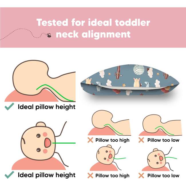 13X18 Toddler Pillow with Pillowcase for Sleeping, Up & Away - Pillows - 6