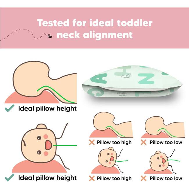 13X18 Toddler Pillow with Pillowcase for Sleeping, KeaABC Mint - Nursing Pillows - 6