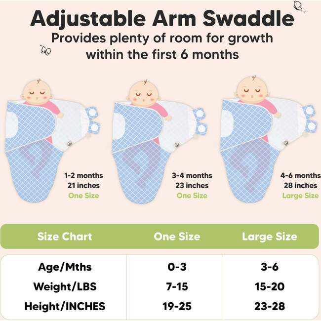 3-Pack Soothe Baby Swaddle Sacks 0-3 Months, Storm - Swaddles - 6