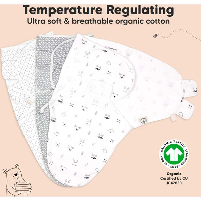 3-Pack Soothe Baby Swaddle Sacks 0-3 Months, Nordic, Large - Swaddles - 4
