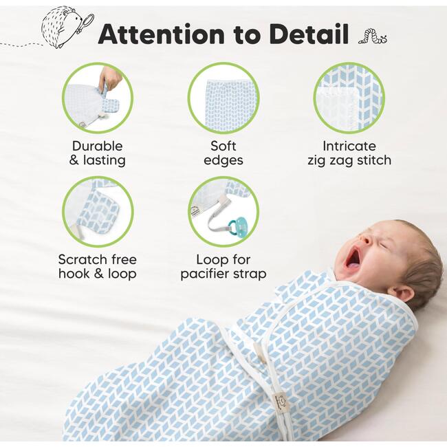 3-Pack Soothe Baby Swaddle Sacks 0-3 Months, Storm - Swaddles - 8