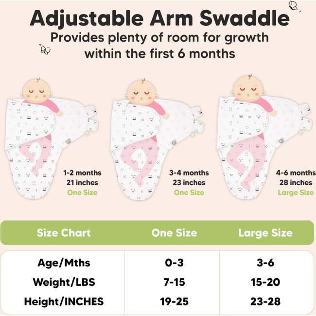 3-Pack Soothe Baby Swaddle Sacks 0-3 Months, Nordic, Large - Swaddles - 6