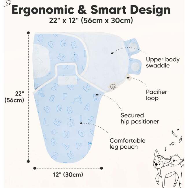 3-Pack Soothe Baby Swaddle Sacks 0-3 Months, ABC Land Cloud - Swaddles - 2