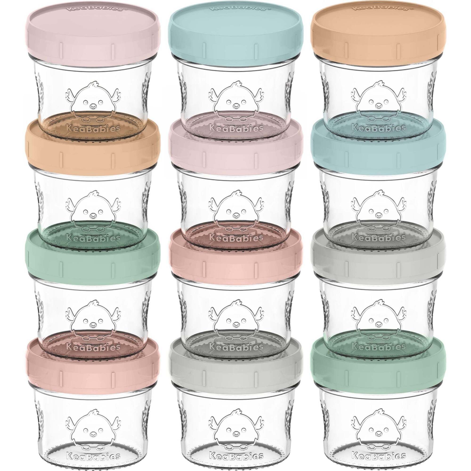 12pk Prep Glass Baby Food Storage Containers with Lids, Musk Dusk - Tableware - 1