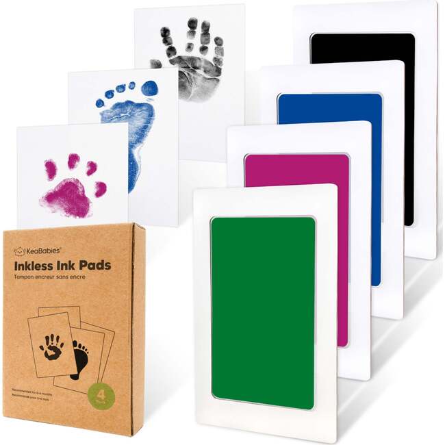 4-Pack Inkless Ink Pads for Baby Footprint & Paw Print Kit, Holidays