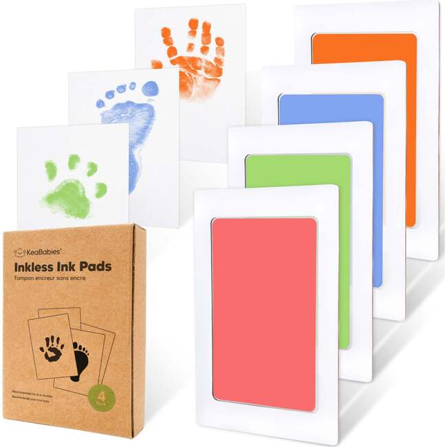 4-Pack Inkless Ink Pads for Baby Footprint & Paw Print Kit, Candy