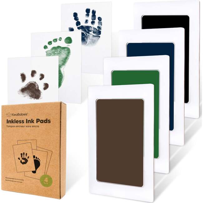 4-Pack Inkless Ink Pads for Baby Footprint & Paw Print Kit, Midnights