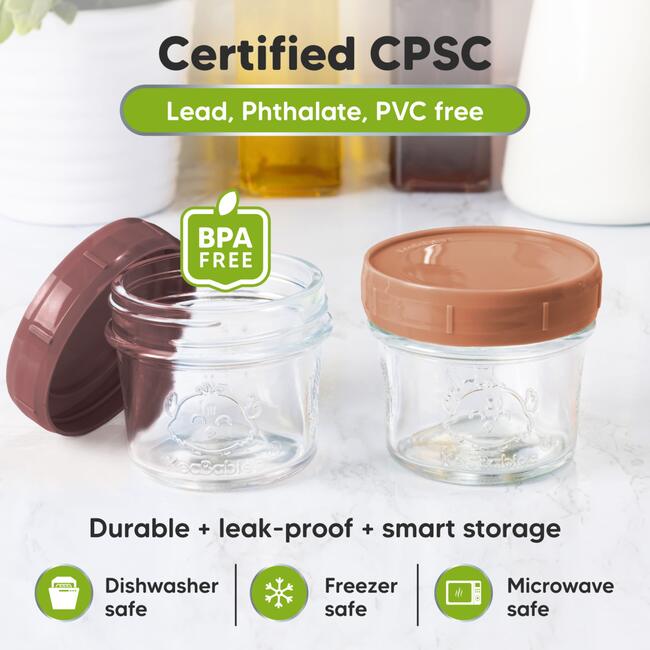 12pk Prep Glass Baby Food Storage Containers with Lids, Terracotta - Tableware - 2