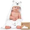 Cuddle Organic Baby Hooded Towel, Polar - Bath Towels - 1 - thumbnail
