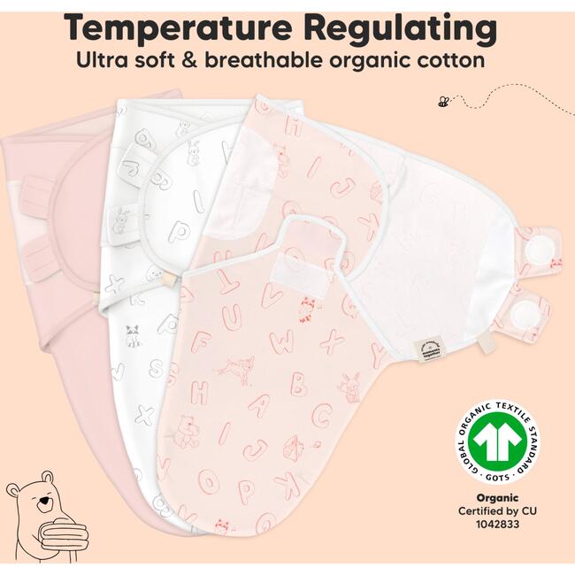 3-Pack Soothe Baby Swaddle Sacks 0-3 Months, ABC Land Rose - Swaddles - 4