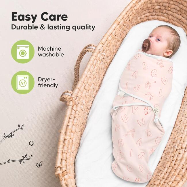 3-Pack Soothe Baby Swaddle Sacks 0-3 Months, ABC Land Rose - Swaddles - 7