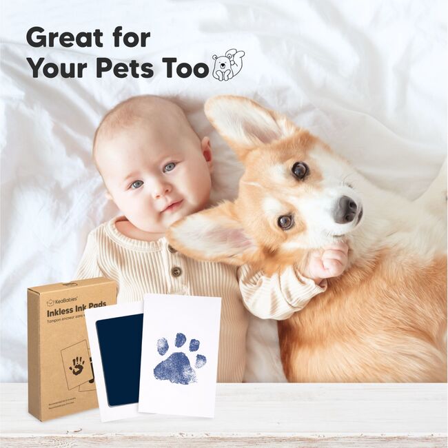2-Pack Inkless Ink Pads for Baby Footprint & Paw Print Kit, Navy - Frames - 5