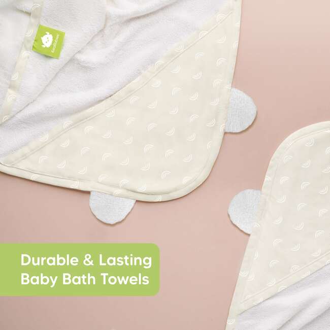 Luxe Organic Hooded Towel for Baby, Rainbow - Bath Towels - 5