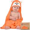 Cuddle Organic Baby Hooded Towel, Fox - Bath Towels - 1 - thumbnail