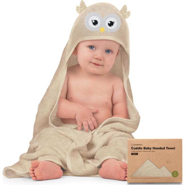 Cuddle Organic Baby Hooded Towel, Owl