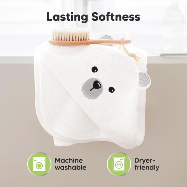 Cuddle Organic Baby Hooded Towel, Polar - Bath Towels - 6