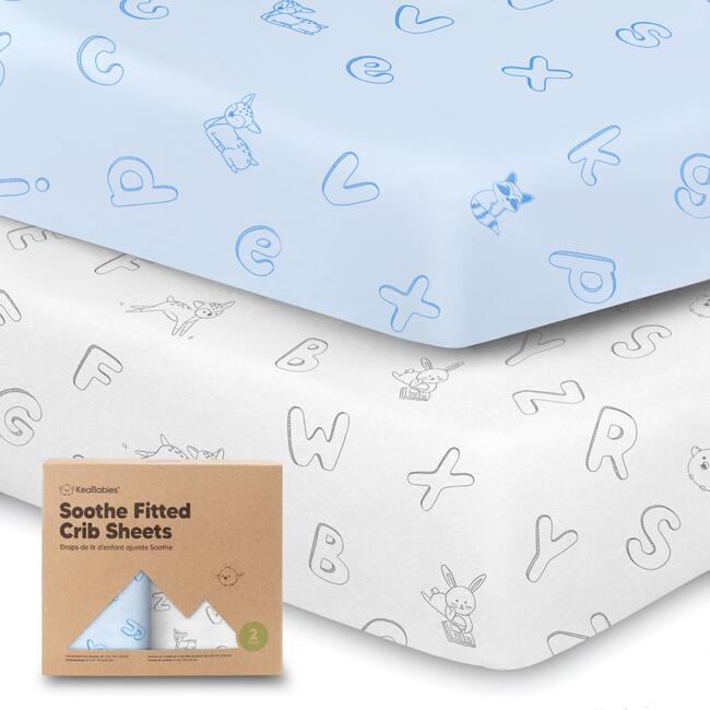 2-Pack Soothe Fitted Crib Sheet, ABC Land Sky