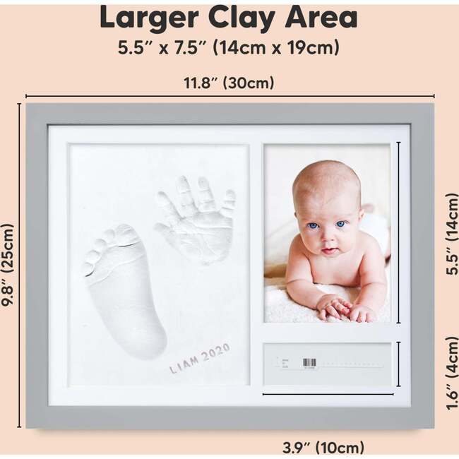 Noel Baby Handprint & Footprint Keepsake Frame, Cloud Gray - Frames - 3