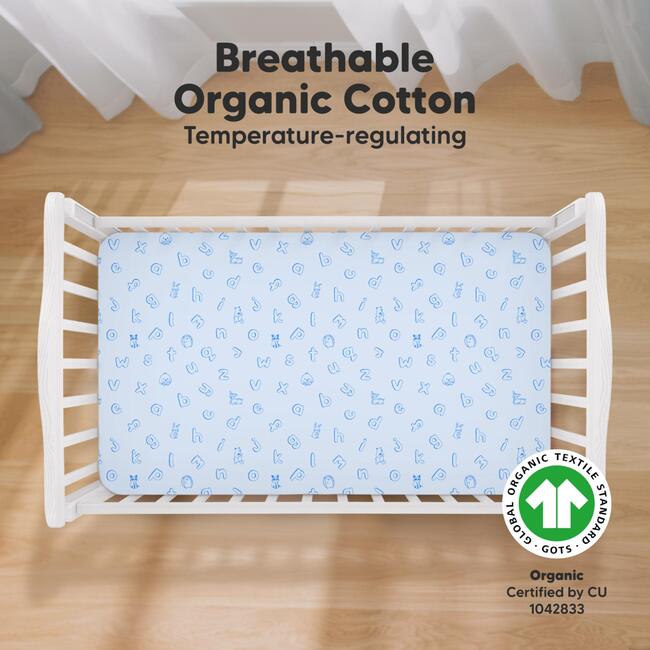 2-Pack Soothe Fitted Crib Sheet, ABC Land Sky - Crib Sheets - 2
