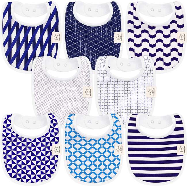 8-Pack Urban Drool Bibs Set for Baby Boys and Girls, Azure