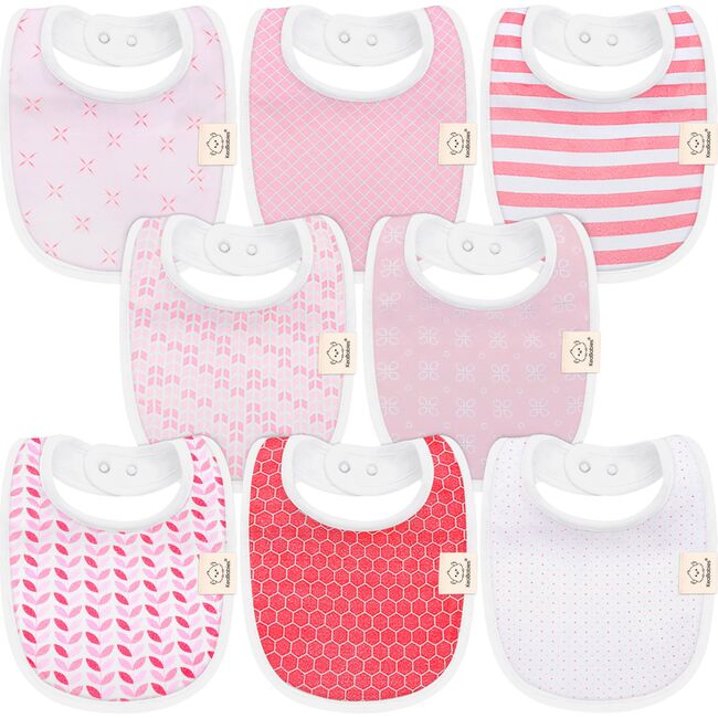 8-Pack Urban Drool Bibs Set for Baby Boys and Girls, Blush