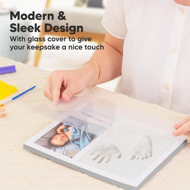 Noel Baby Handprint & Footprint Keepsake Frame, Cloud Gray - Frames - 5