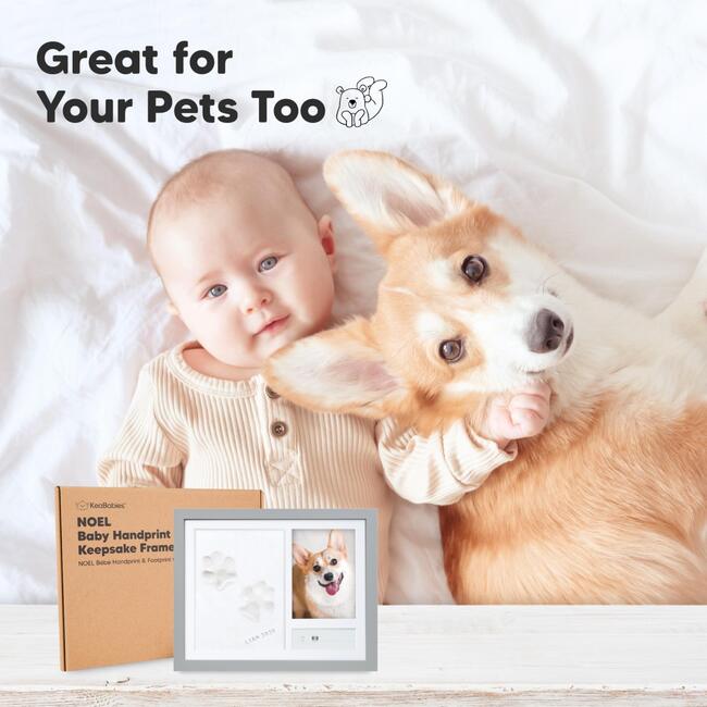 Noel Baby Handprint & Footprint Keepsake Frame, Cloud Gray - Frames - 7