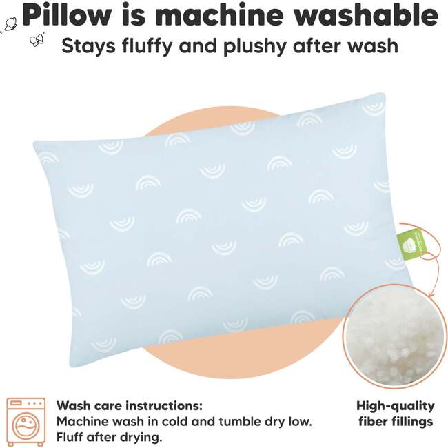 2-Pack Toddler Pillows for Sleeping 13X18, Pastel Rainbow - Pillows - 4