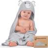 Cuddle Organic Baby Hooded Towel, Elephant - Bath Towels - 1 - thumbnail
