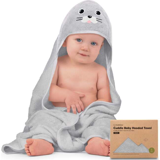 Cuddle Organic Baby Hooded Towel, Seal