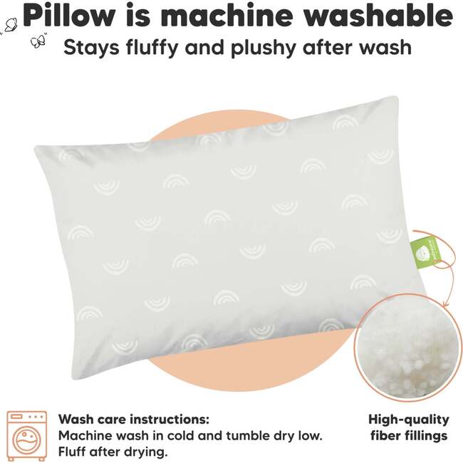 2-Pack Toddler Pillows for Sleeping 13X18, Gray Rainbow - Pillows - 4